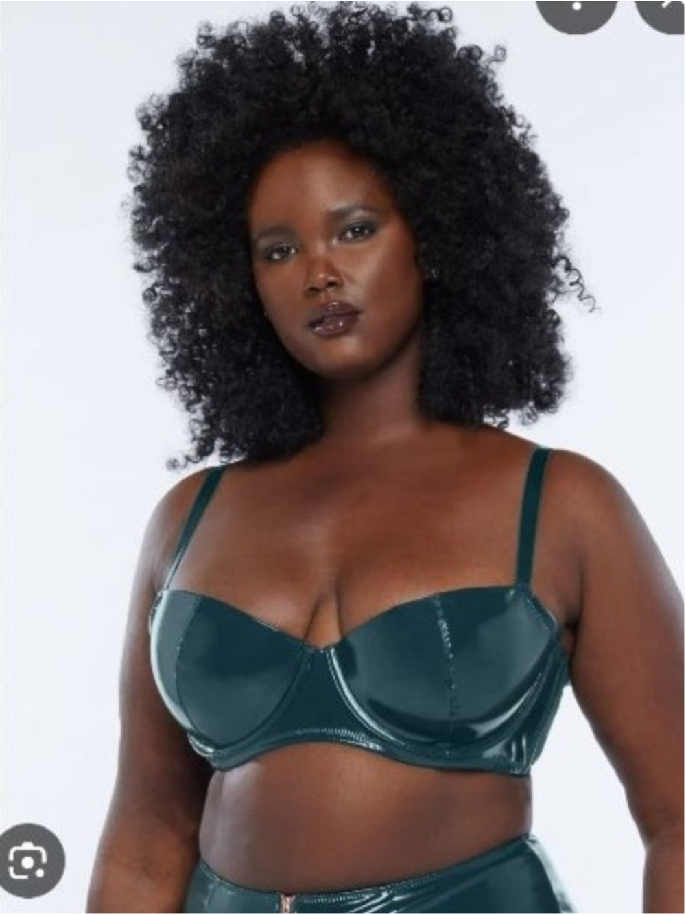 Women's Rare Plus Size Savage X Fenty Dark Forest Green Sultry Vinyl Bra 44DDD